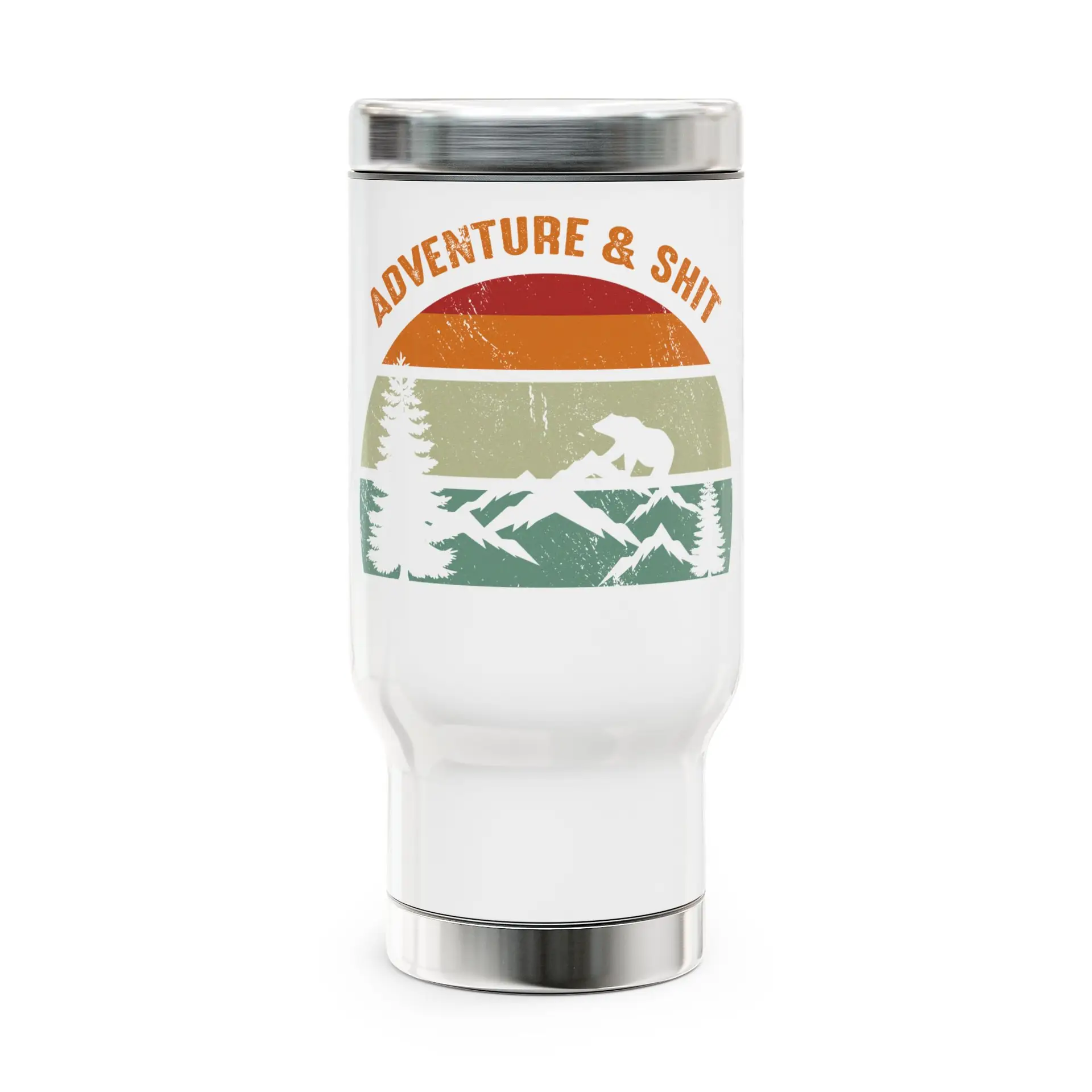 Adventure and Sh*t! 14oz insulated travel mug