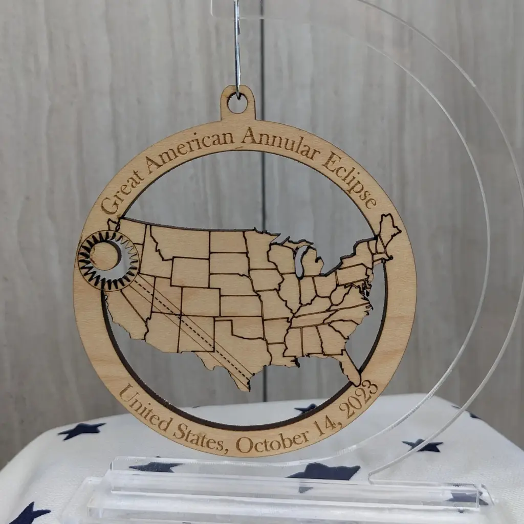 Annular Solar Eclipse 2023 - Wooden Ornament - Image 9