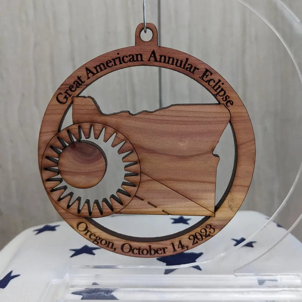 Annular Solar Eclipse 2023 - Wooden Ornament - Image 2